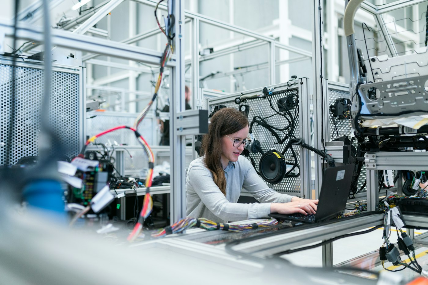 Engineer working with technology systems